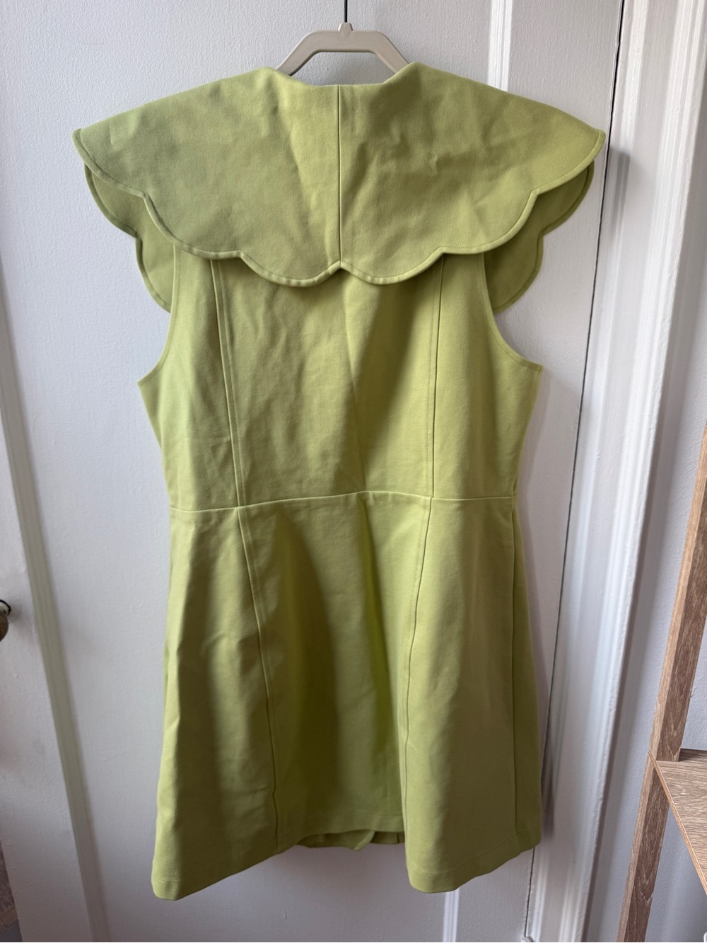 Maeve Anthropologie Scalloped Collar V-Neck Mini Button-Up Dress - Light Green - Picture 5 of 7